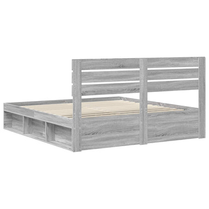 Bed Frame Grey Sonoma 180 x 200 cm Solid Pine Wood