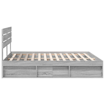Bed Frame Grey Sonoma 180 x 200 cm Solid Pine Wood