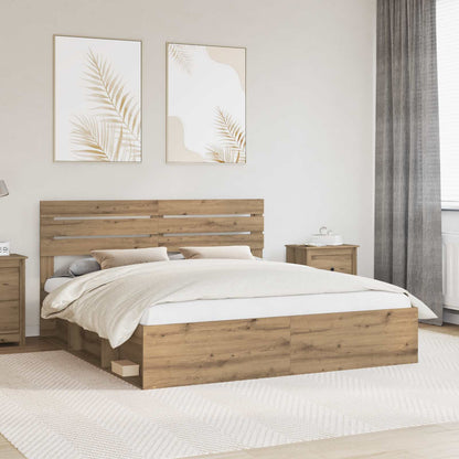 Bed Frame Artisian Oak 180 x 200 cm Solid Pine Wood