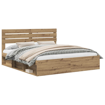 Bed Frame Artisian Oak 180 x 200 cm Solid Pine Wood
