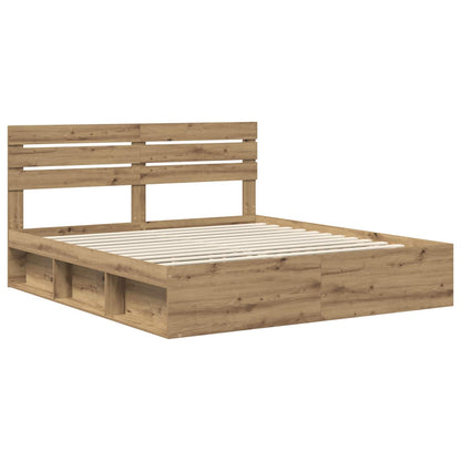 Bed Frame Artisian Oak 180 x 200 cm Solid Pine Wood