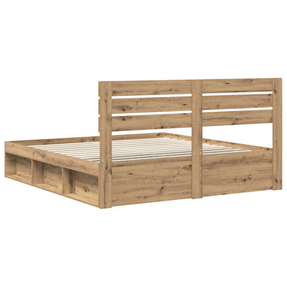 Bed Frame Artisian Oak 180 x 200 cm Solid Pine Wood