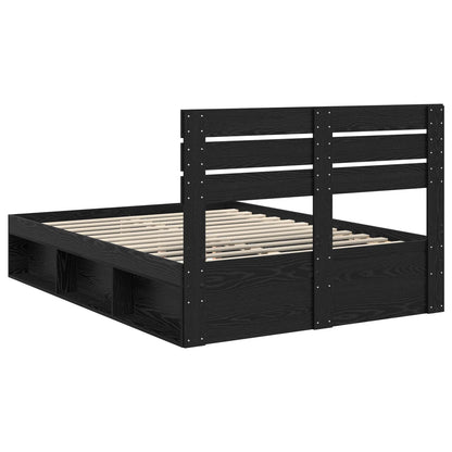 Bed Frame with Headboard Black 160 x 200 cm Solid Pine Wood