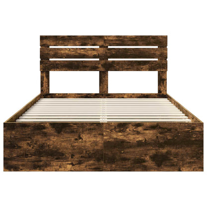 Bed Frame Smoked Oak 160 x 200 cm Solid Pine Wood