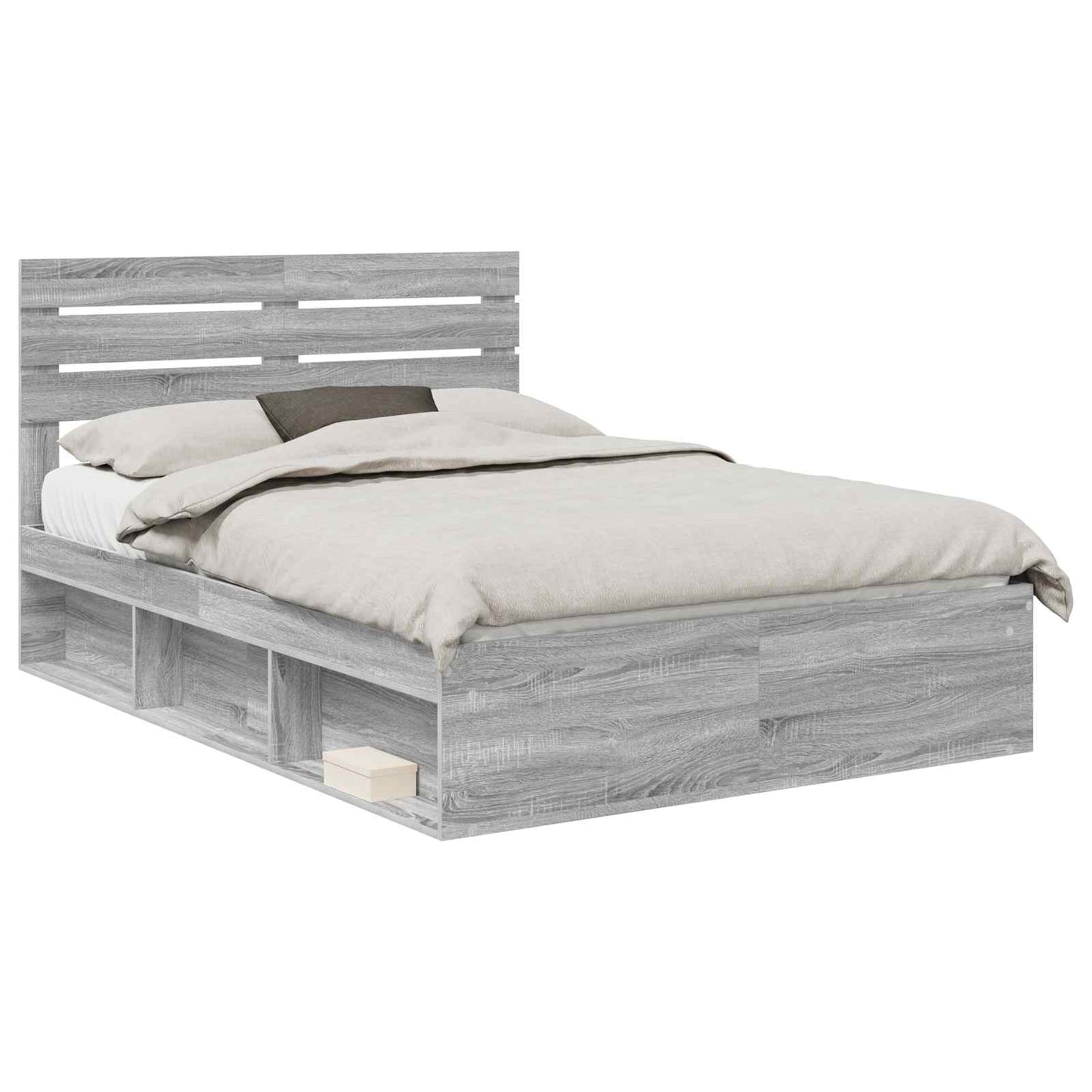 Bed Frame Grey Sonoma 160 x 200 cm Solid Pine Wood