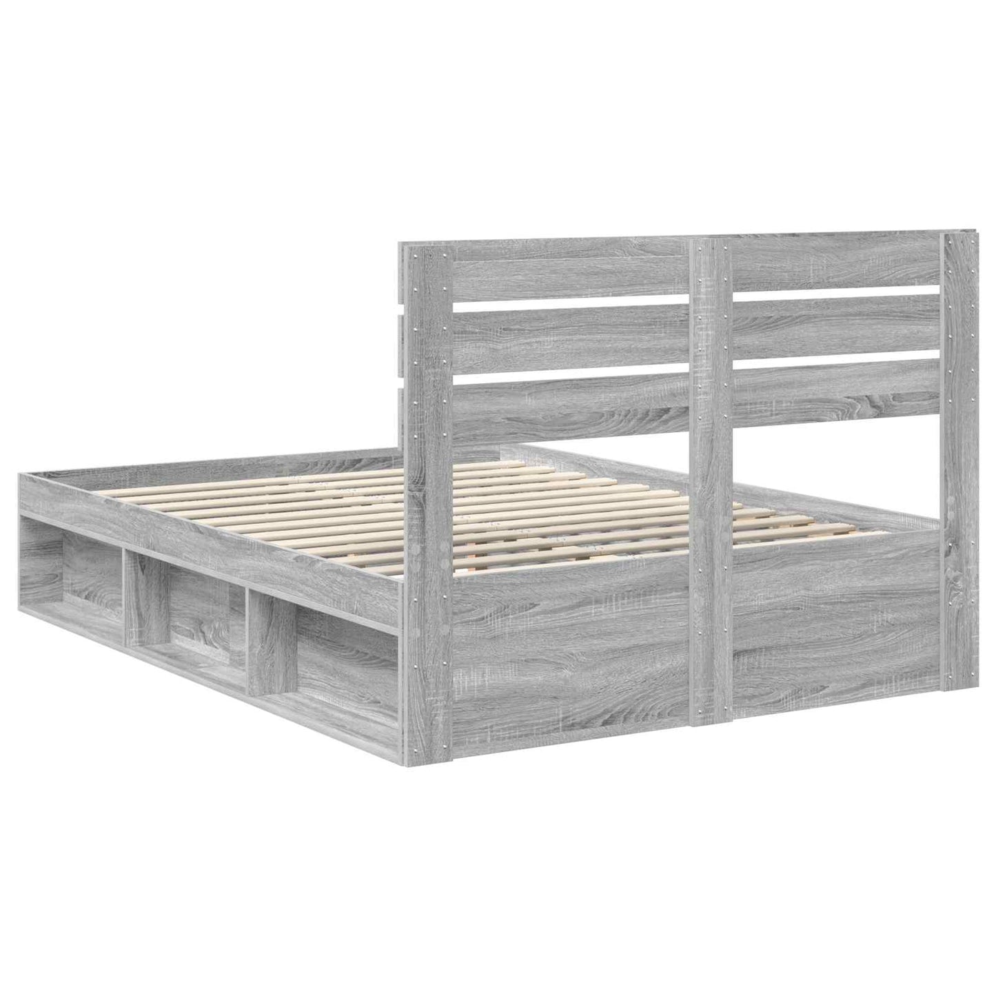 Bed Frame Grey Sonoma 160 x 200 cm Solid Pine Wood