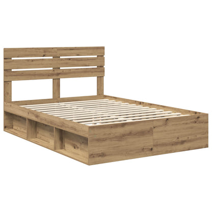 Bed Frame Artisian Oak 160 x 200 cm Solid Pine Wood