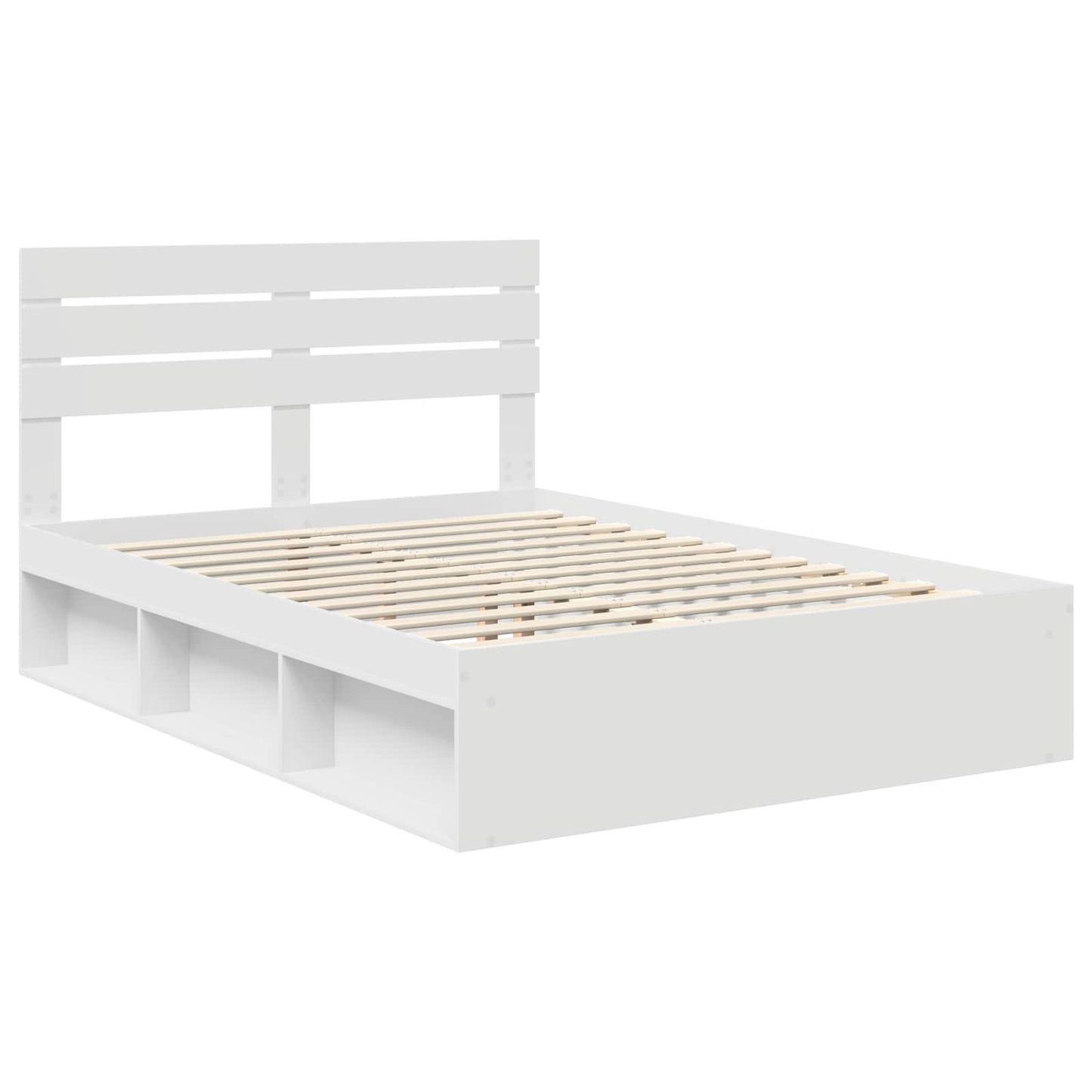 Bed Frame with Headboard White 150 x 200 cm Solid Pine Wood