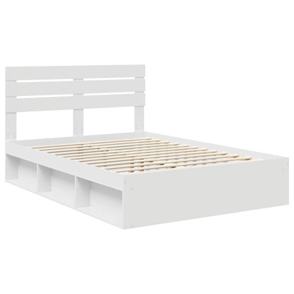 Bed Frame with Headboard White 150 x 200 cm Solid Pine Wood