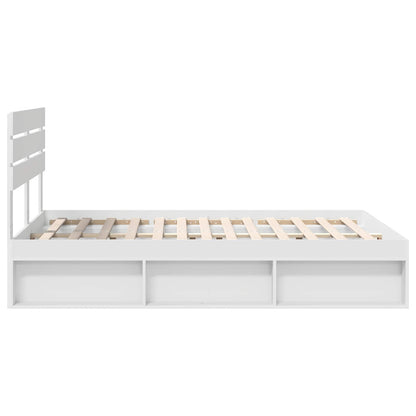 Bed Frame with Headboard White 150 x 200 cm Solid Pine Wood