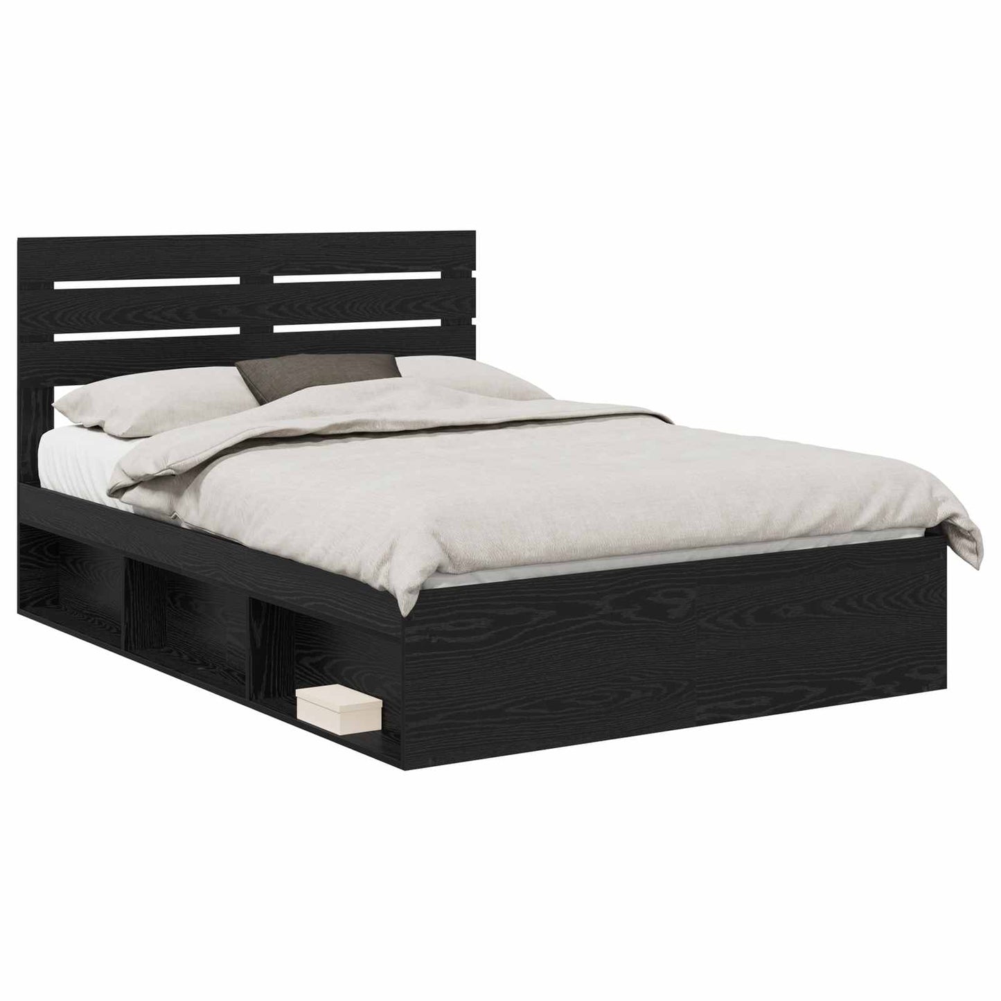 Bed Frame with Headboard Black 150 x 200 cm Solid Pine Wood