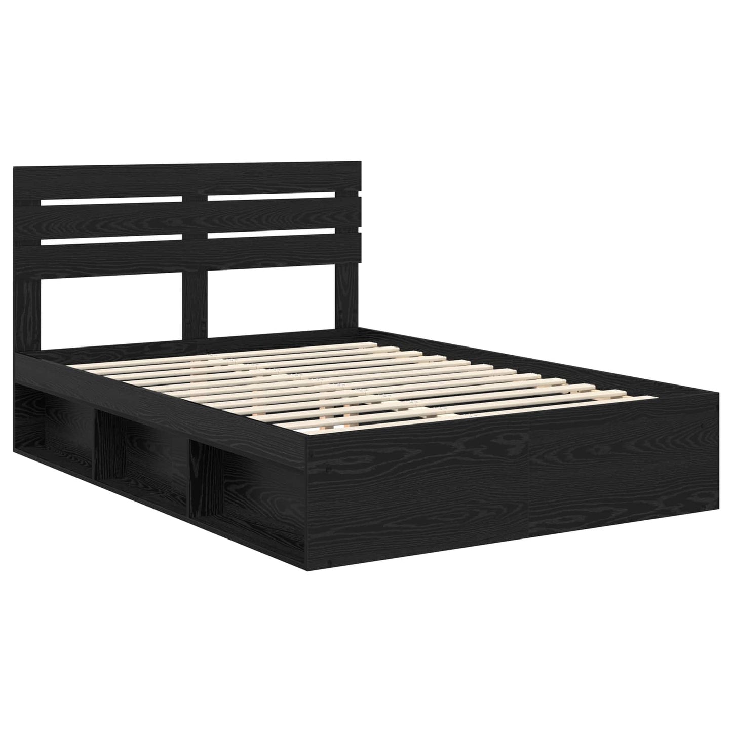 Bed Frame with Headboard Black 150 x 200 cm Solid Pine Wood