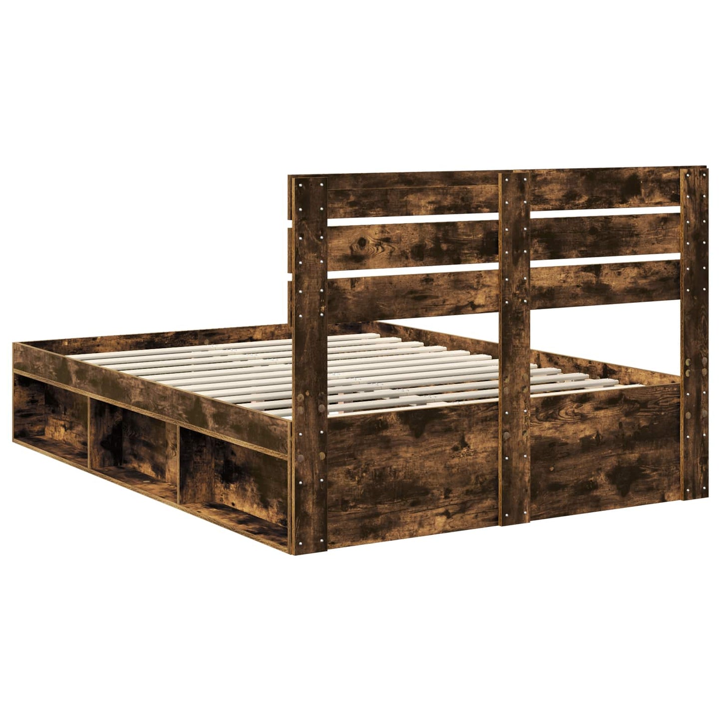 Bed Frame Smoked Oak 150 x 200 cm Solid Pine Wood