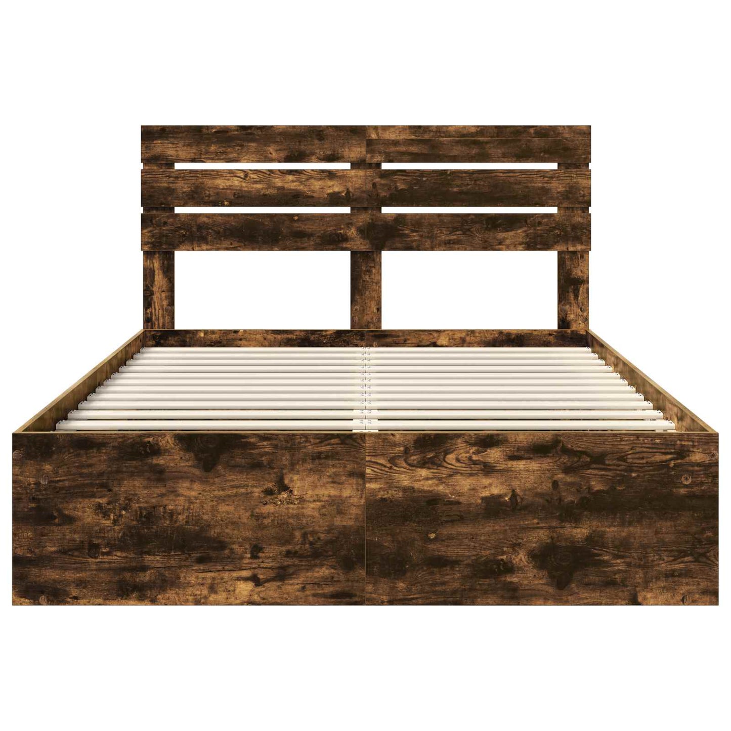 Bed Frame Smoked Oak 150 x 200 cm Solid Pine Wood