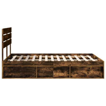 Bed Frame Smoked Oak 150 x 200 cm Solid Pine Wood