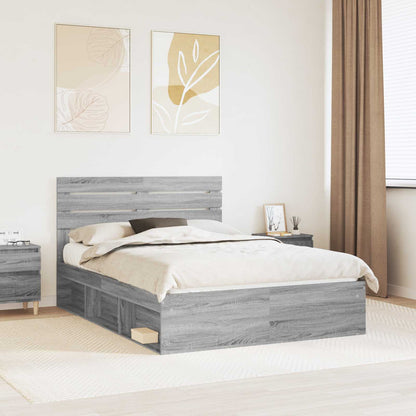 Bed Frame Grey Sonoma 150 x 200 cm Solid Pine Wood