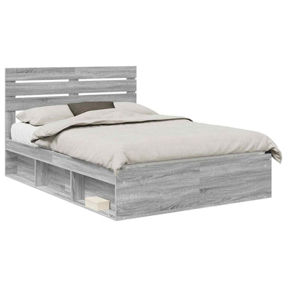 Bed Frame Grey Sonoma 150 x 200 cm Solid Pine Wood