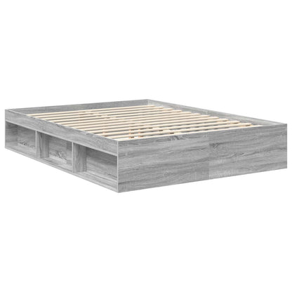 Bed Frame Grey Sonoma 150 x 200 cm Solid Pine Wood
