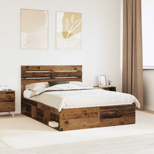 Bed Frame with Headboard Old Wood 150 x 200 cm Solid Pine Wood