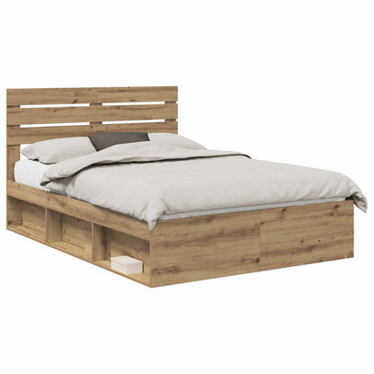 Bed Frame Artisian Oak 150 x 200 cm Solid Pine Wood