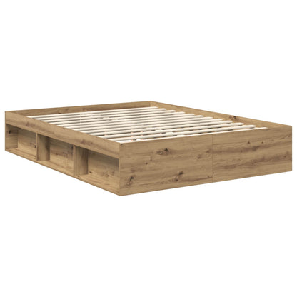 Bed Frame Artisian Oak 150 x 200 cm Solid Pine Wood