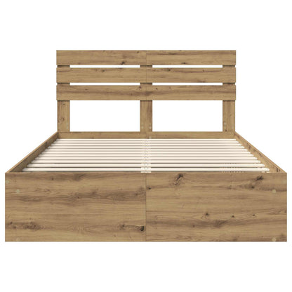 Bed Frame Artisian Oak 150 x 200 cm Solid Pine Wood
