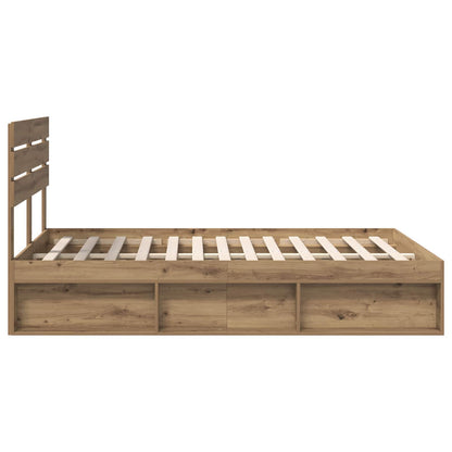 Bed Frame Artisian Oak 150 x 200 cm Solid Pine Wood
