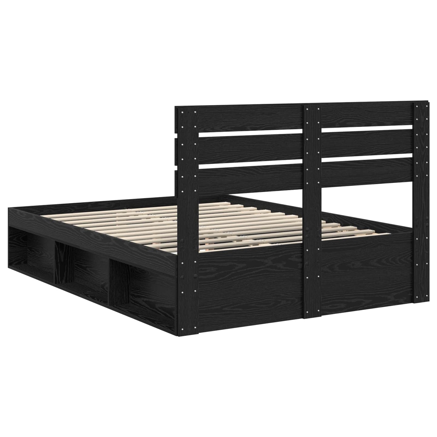 Bed Frame with Headboard Black 140 x 200 cm Solid Pine Wood