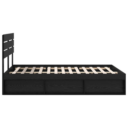 Bed Frame with Headboard Black 140 x 200 cm Solid Pine Wood