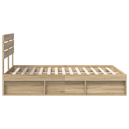 Bed Frame with Headboard Sonoma 140 x 200 cm Solid Pine Wood
