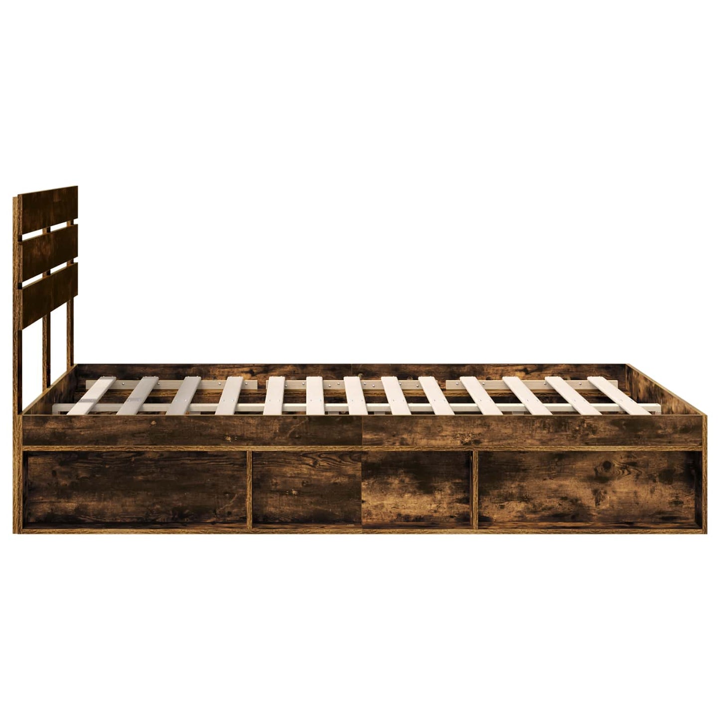 Bed Frame Smoked Oak 140 x 200 cm Solid Pine Wood