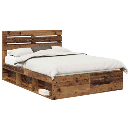 Bed Frame with Headboard Old Wood 140 x 200 cm Solid Pine Wood