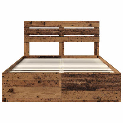 Bed Frame with Headboard Old Wood 140 x 200 cm Solid Pine Wood