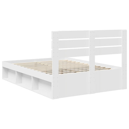 Bed Frame with Headboard White 140 x 190 cm Solid Pine Wood