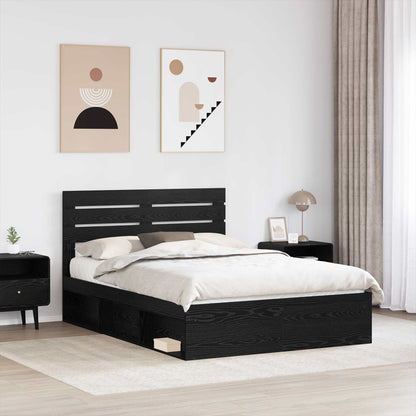 Bed Frame with Headboard Black 140 x 190 cm Solid Pine Wood