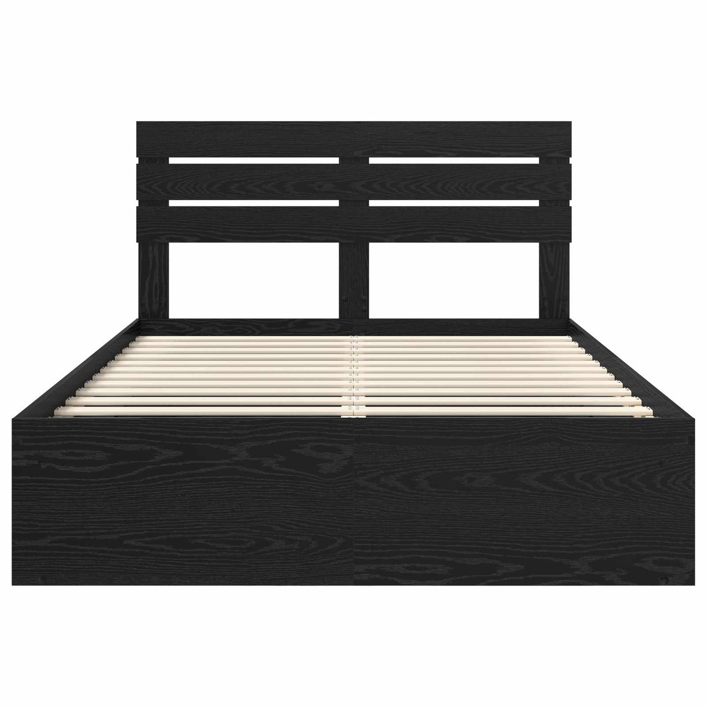 Bed Frame with Headboard Black 140 x 190 cm Solid Pine Wood