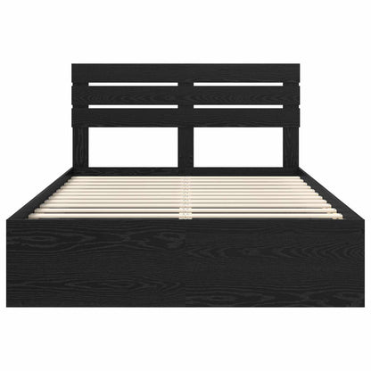 Bed Frame with Headboard Black 140 x 190 cm Solid Pine Wood