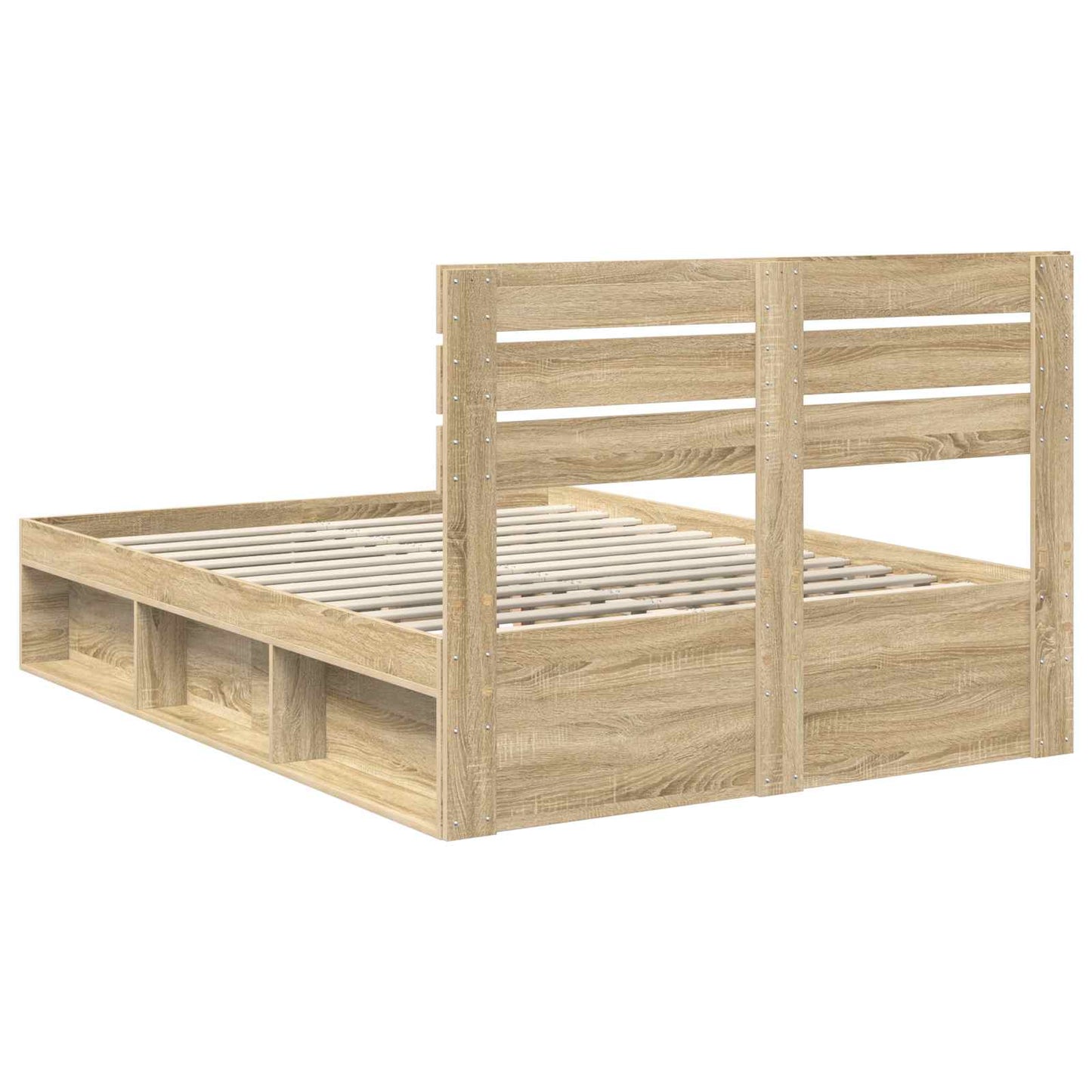 Bed Frame with Headboard Sonoma 140 x 190 cm Solid Pine Wood