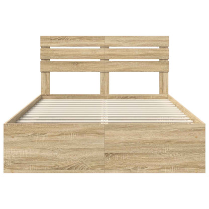 Bed Frame with Headboard Sonoma 140 x 190 cm Solid Pine Wood