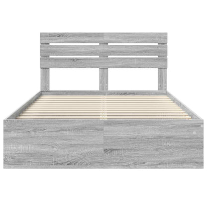 Bed Frame Grey Sonoma 140 x 190 cm Solid Pine Wood