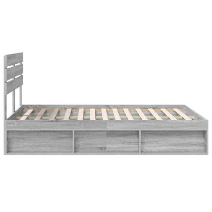 Bed Frame Grey Sonoma 140 x 190 cm Solid Pine Wood