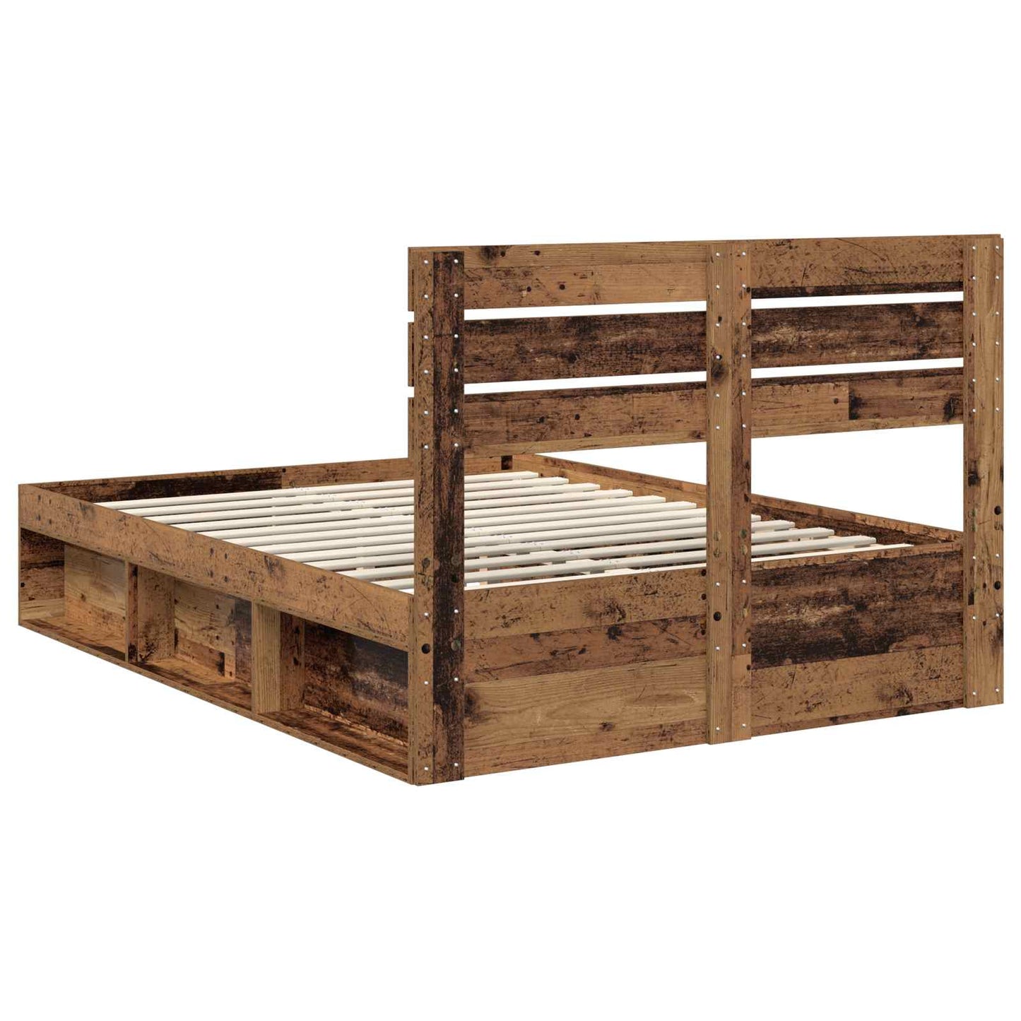 Bed Frame with Headboard Old Wood 140 x 190 cm Solid Pine Wood
