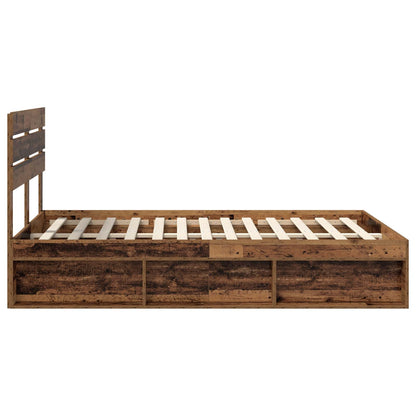 Bed Frame with Headboard Old Wood 140 x 190 cm Solid Pine Wood