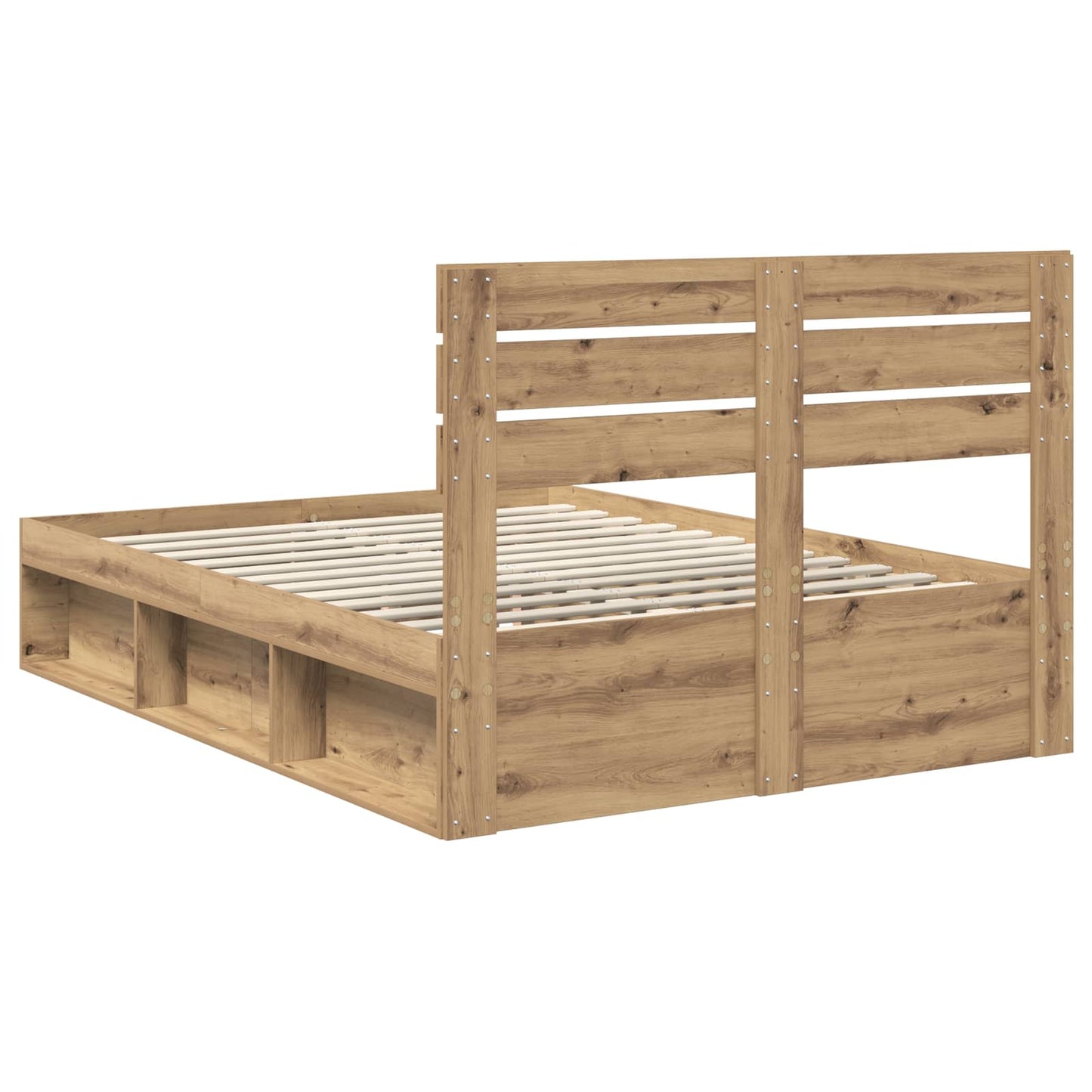 Bed Frame Artisian Oak 140 x 190 cm Solid Pine Wood