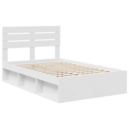 Bed Frame with Headboard White 135 x 190 cm Solid Pine Wood