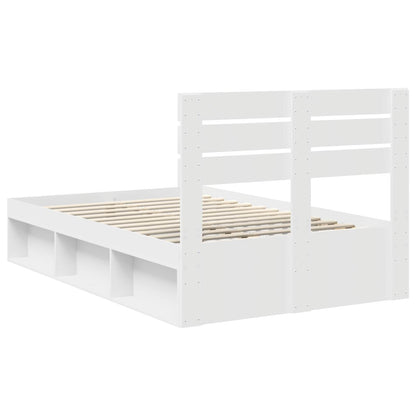 Bed Frame with Headboard White 135 x 190 cm Solid Pine Wood