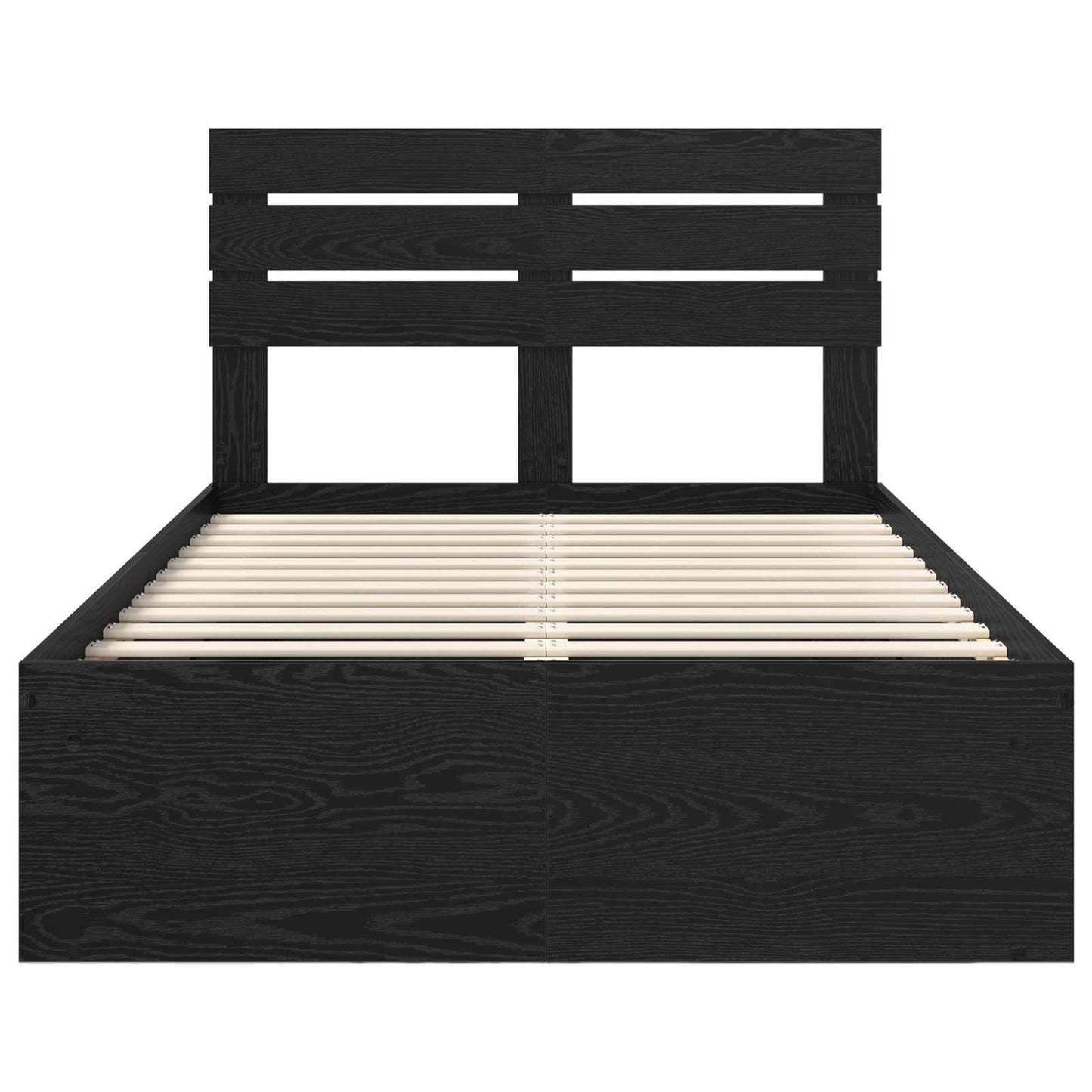 Bed Frame with Headboard Black 135 x 190 cm Solid Pine Wood