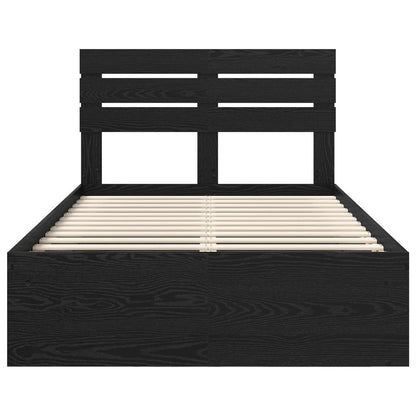 Bed Frame with Headboard Black 135 x 190 cm Solid Pine Wood