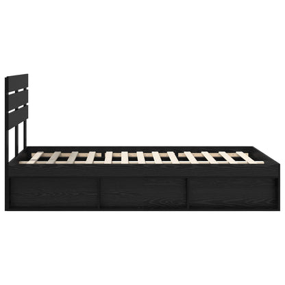 Bed Frame with Headboard Black 135 x 190 cm Solid Pine Wood