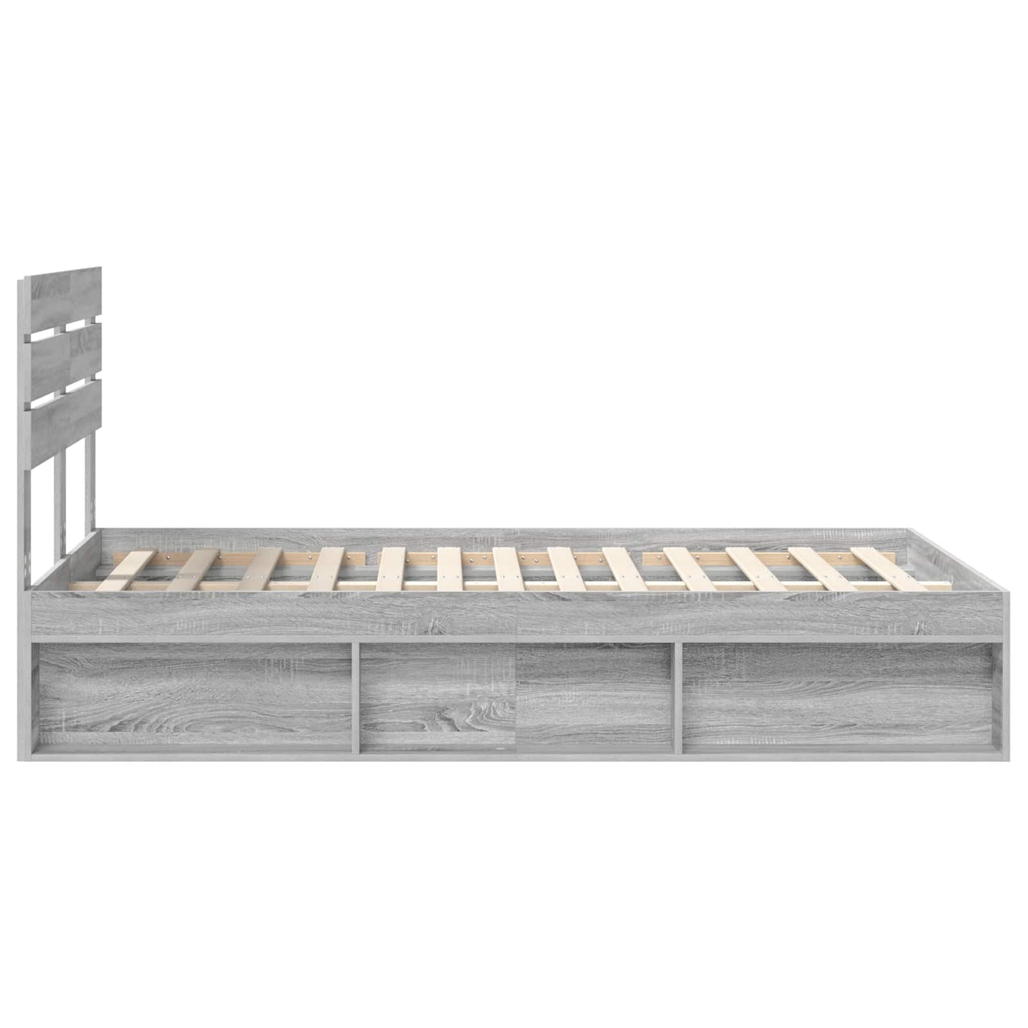 Bed Frame Grey Sonoma 135 x 190 cm Solid Pine Wood